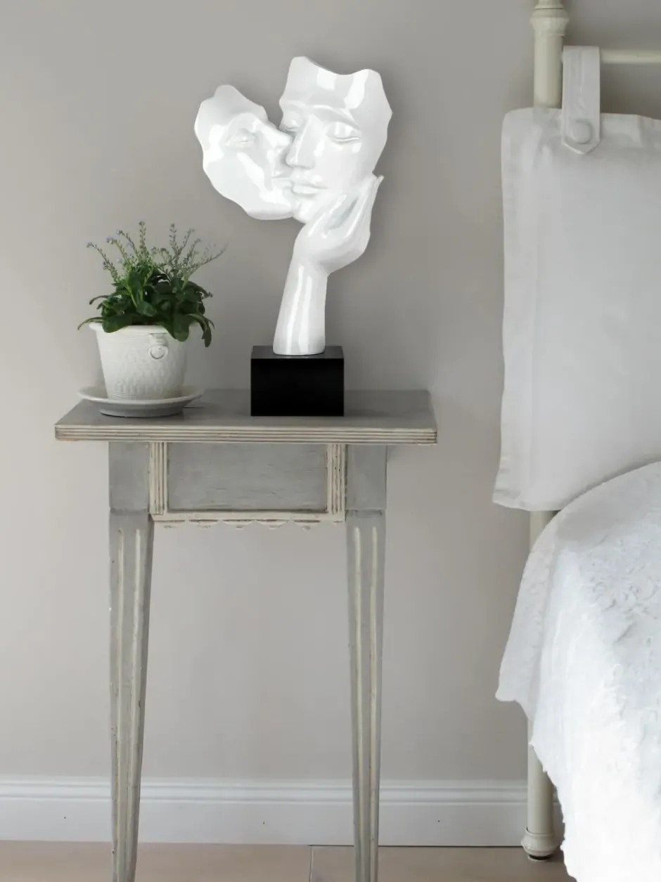 Statues & Sculptures Figurative|Table Top^Secret Kiss 50cm White Resin Indoor Sculpture
