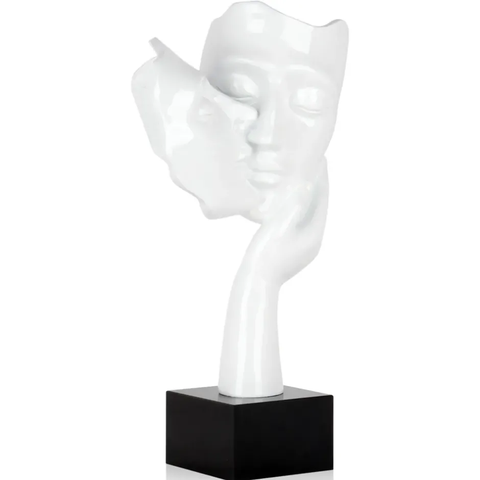 Statues & Sculptures Figurative|Table Top^Secret Kiss 50cm White Resin Indoor Sculpture