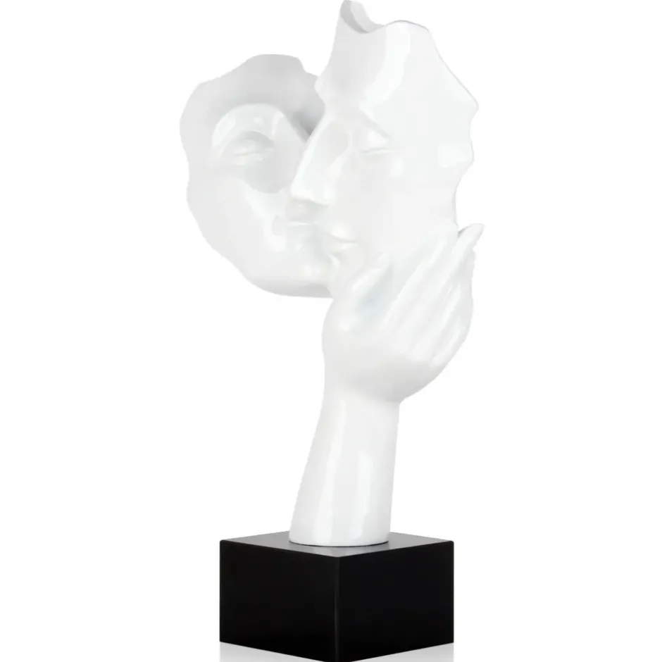 Statues & Sculptures Figurative|Table Top^Secret Kiss 50cm White Resin Indoor Sculpture