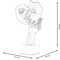 Statues & Sculptures Figurative|Table Top^Secret Kiss 50cm White Resin Indoor Sculpture