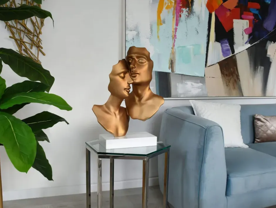 Statues & Sculptures Figurative|Table Top^Secret Lovers 57cm Bronze Resin Indoor Sculpture