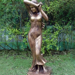 Statues & Sculptures Greek^Shy Maiden 85cm Bronze Marble Resin Garden Statue