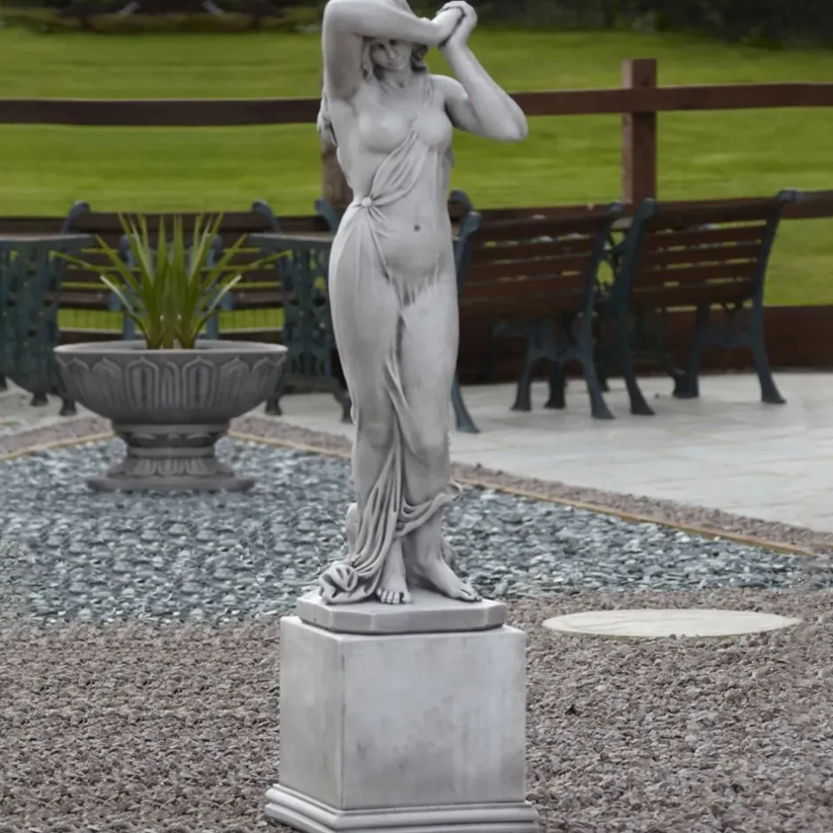 Statues & Sculptures Greek^Shy Maiden on Pedestal 150cm Stone Garden Statue