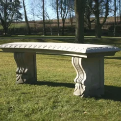 Statues & Sculptures Stone Benches^Single Curved Plain Stone Bench - Large Garden Benches