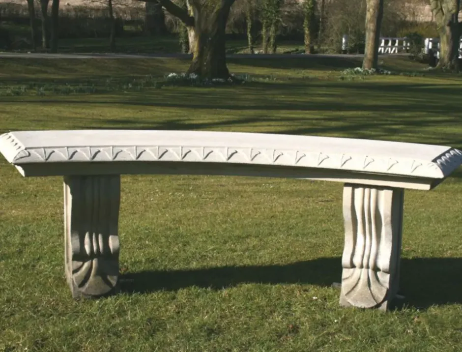 Statues & Sculptures Stone Benches^Single Curved Plain Stone Bench - Large Garden Benches