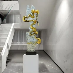 Statues & Sculptures Floor Standing|Abstract^Sonic Pulse 120cm Silver Metal Garden Sculpture