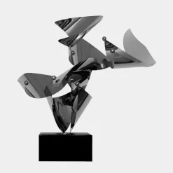 Statues & Sculptures Table Top|Abstract^Spacial Drift 59cm Silver Metal Indoor Sculpture