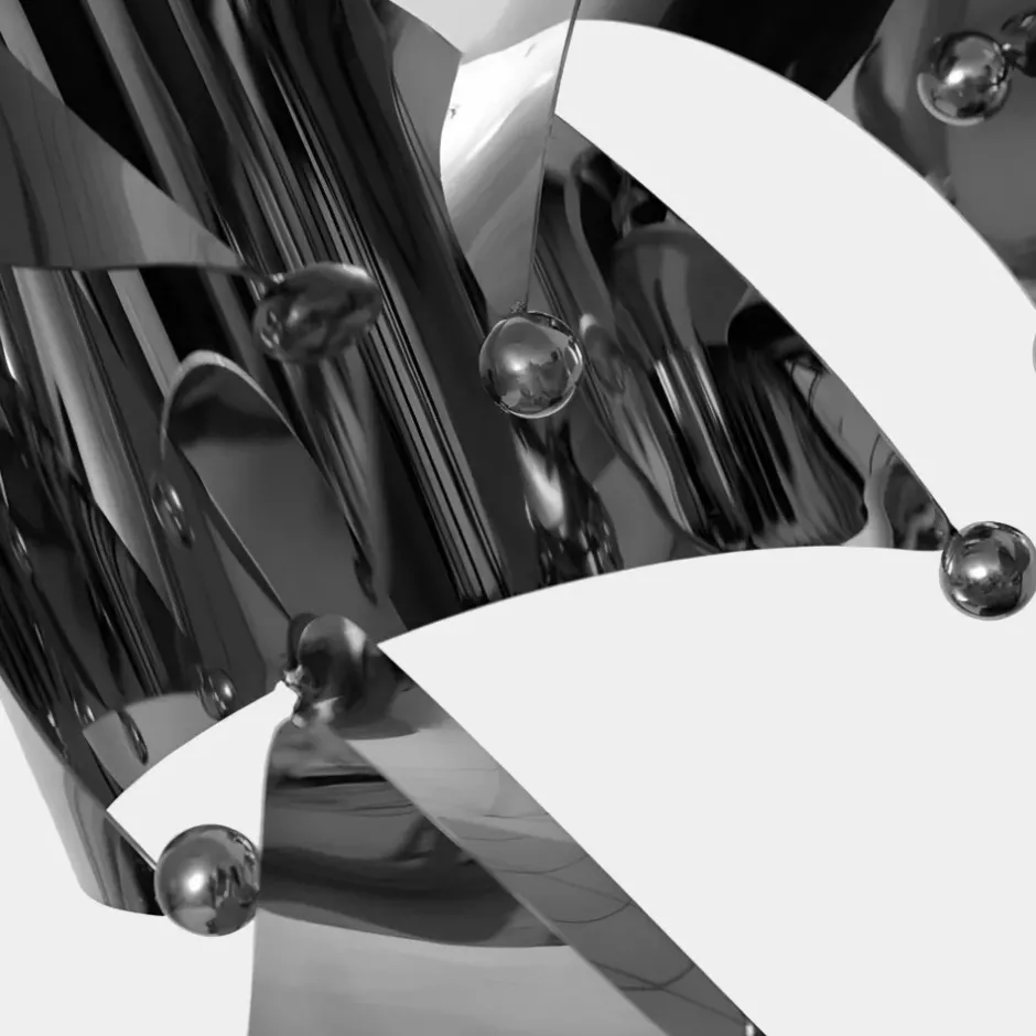 Statues & Sculptures Table Top|Abstract^Spacial Drift 59cm Silver Metal Indoor Sculpture
