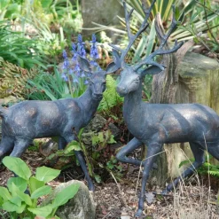 Statues & Sculptures Stags & Deers^Stag & Doe Bronze Metal Garden Statues