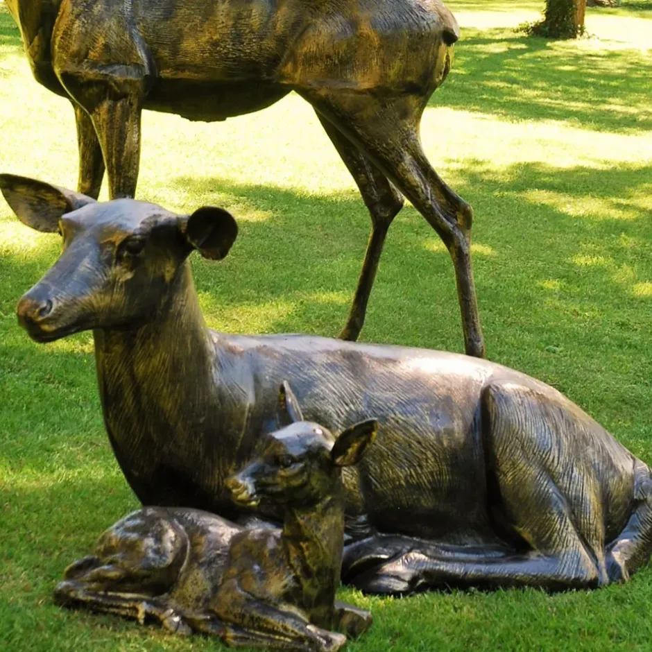 Statues & Sculptures Stags & Deers^Stag Doe & Fawn Collection Bronze Metal Garden Statues