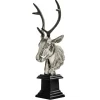 Statues & Sculptures Table Top|Animals^Stag Head 50cm Silver Metal Indoor Statue