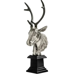 Statues & Sculptures Table Top|Animals^Stag Head 50cm Silver Metal Indoor Statue