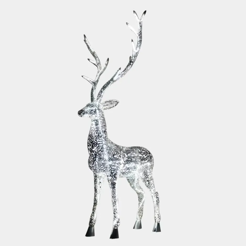 Statues & Sculptures Wildlife|Stags & Deers^Starlight Stag 212cm LED Silver Metal Garden Sculpture