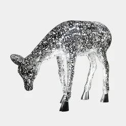 Statues & Sculptures Wildlife|Stags & Deers^Starlight Stag 90cm LED Silver Metal Garden Sculpture