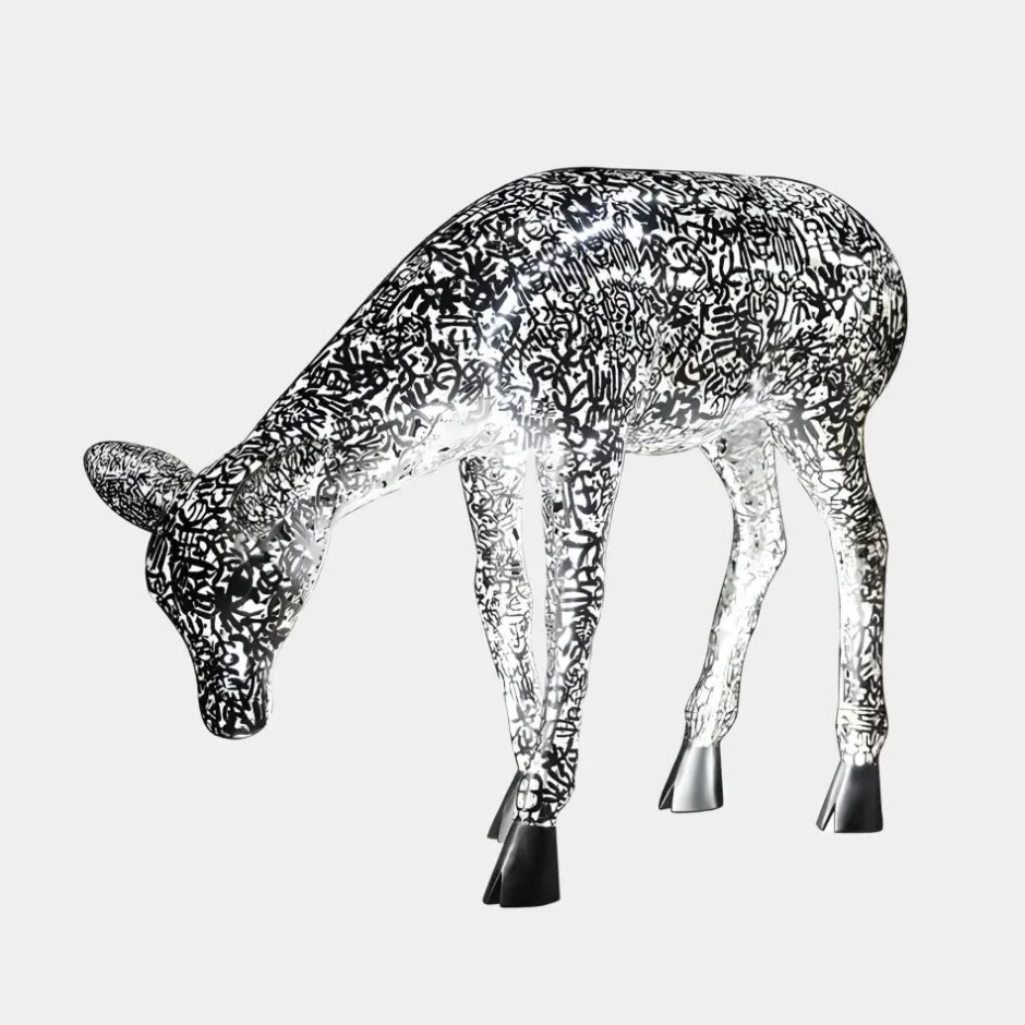 Statues & Sculptures Wildlife|Stags & Deers^Starlight Stag 90cm LED Silver Metal Garden Sculpture