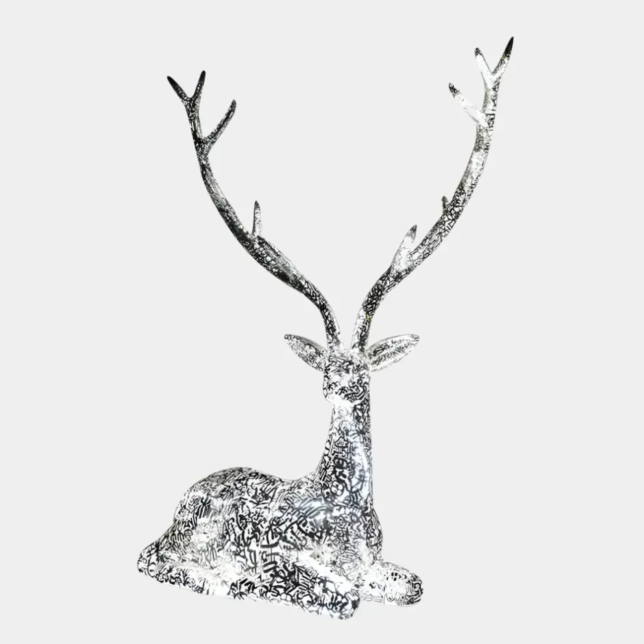 Statues & Sculptures Wildlife|Stags & Deers^Starlight Stag 125cm LED Silver Metal Garden Sculpture