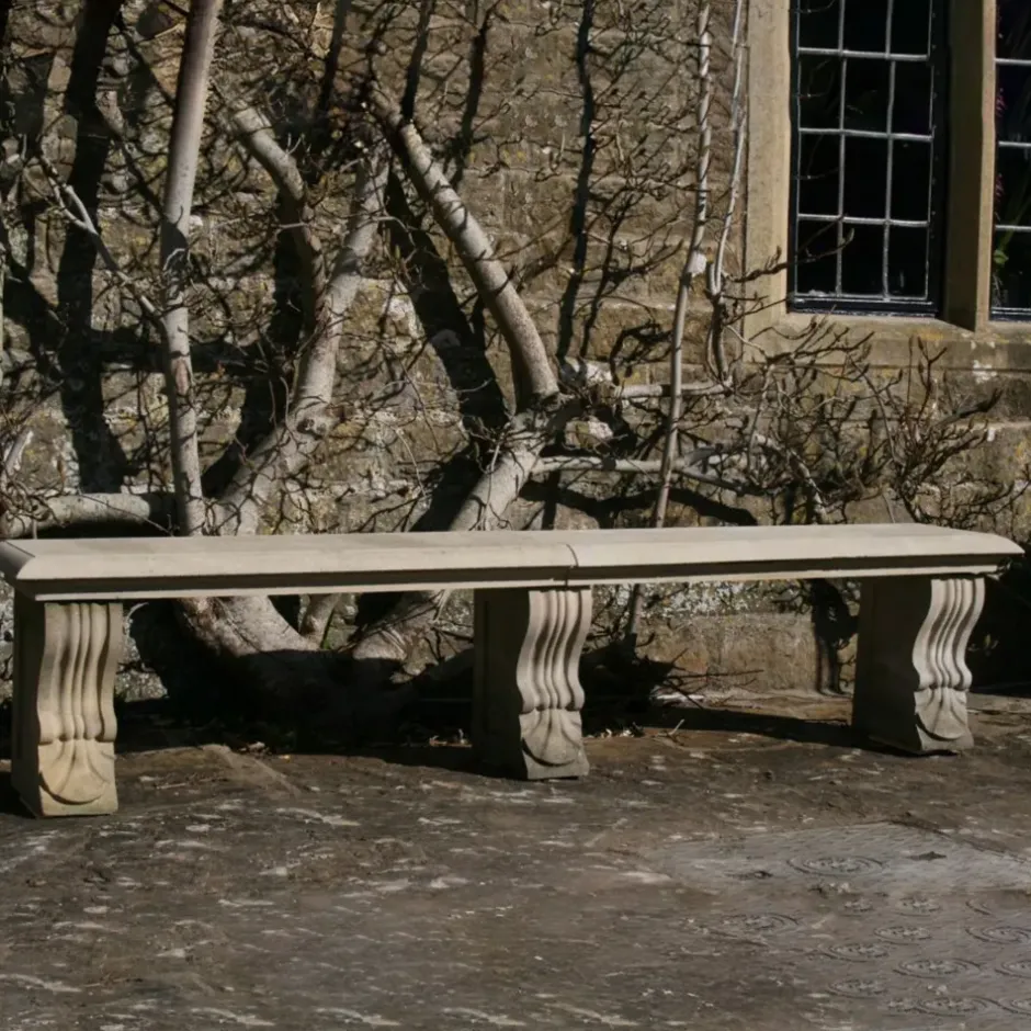 Statues & Sculptures Stone Benches^Straight Plain Double Stone Garden Bench