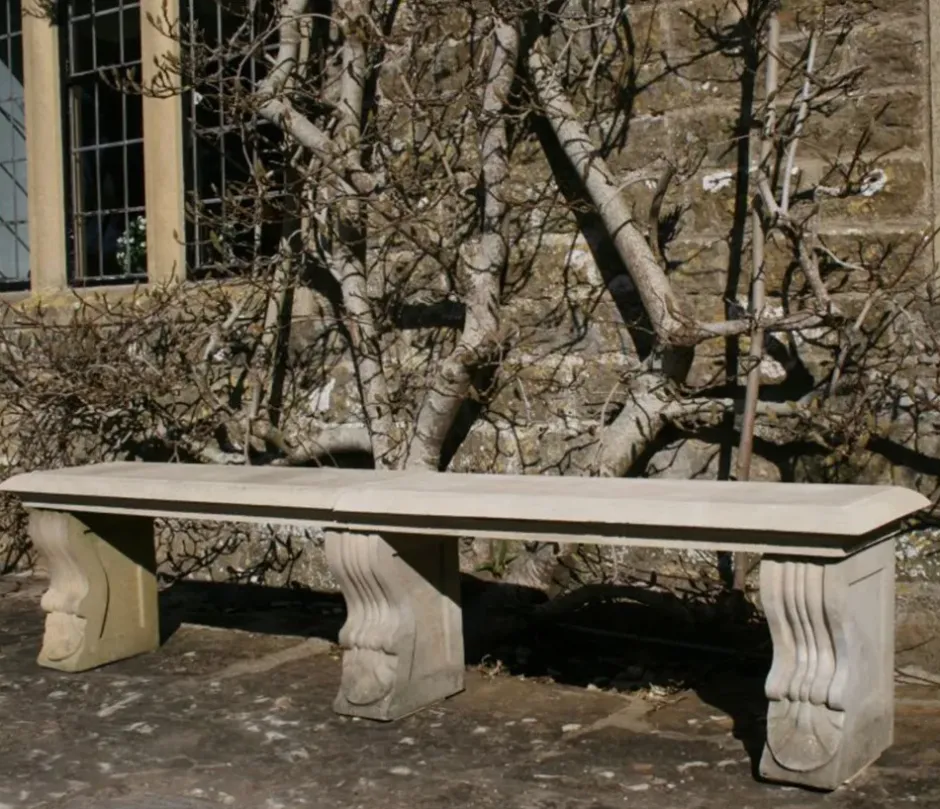 Statues & Sculptures Stone Benches^Straight Plain Double Stone Garden Bench