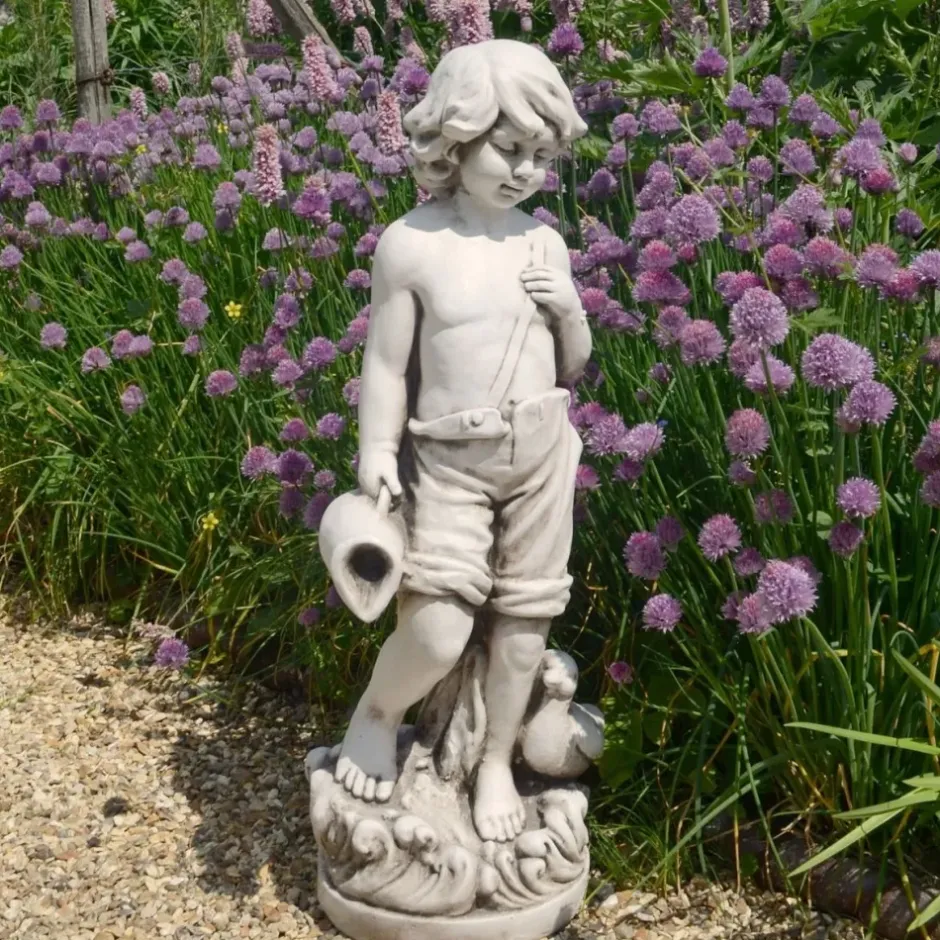 Statues & Sculptures Children^Summer Love Boy & Girl Stone Resin Garden Statues