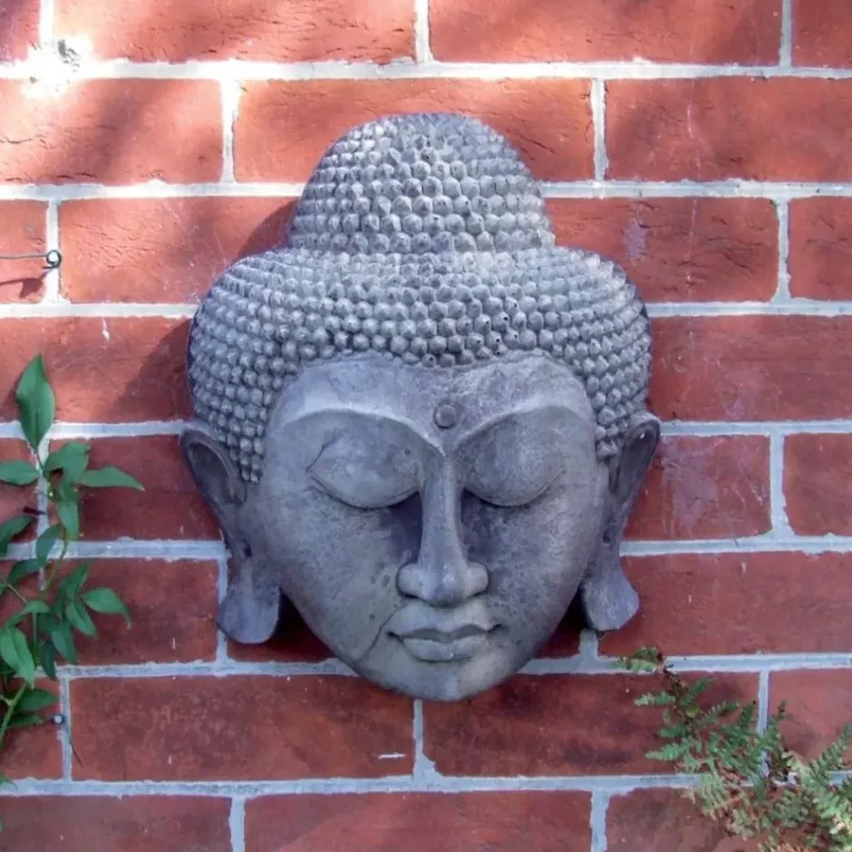 Statues & Sculptures Wall Plaques|Buddha^Thai Buddha Head Stone Garden Wall Art Plaque