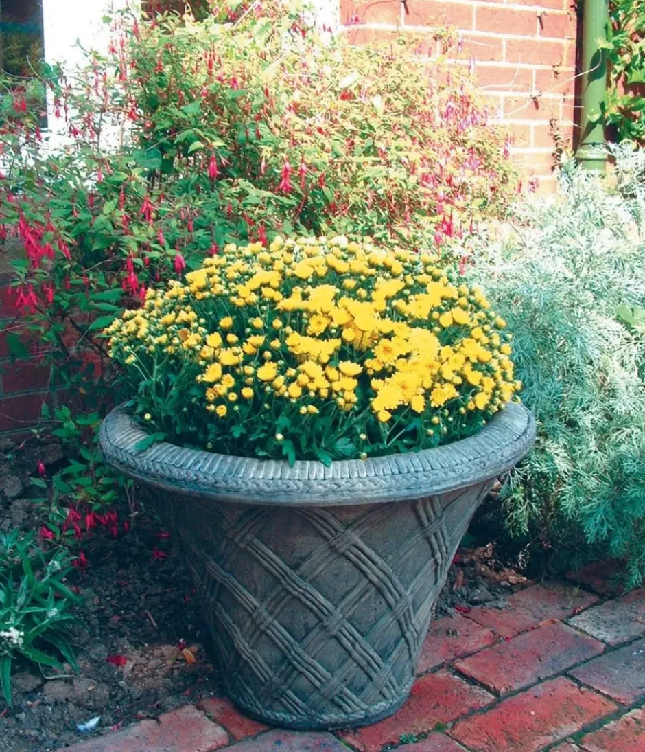 Statues & Sculptures Large|Round^Thatched Urn Stone Garden Planter