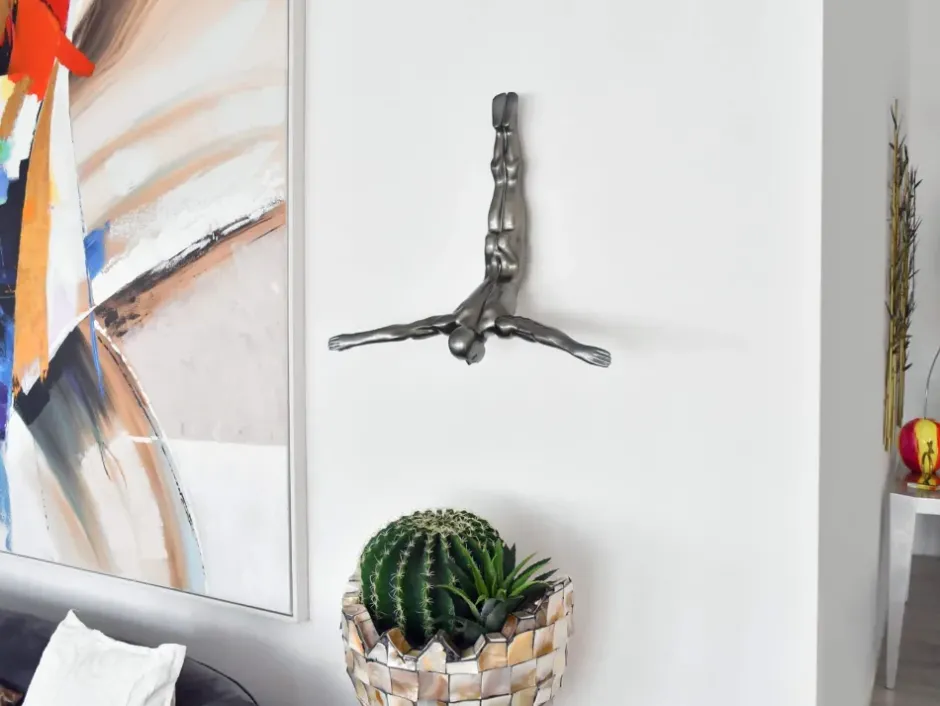Statues & Sculptures Figurative|Wall Art^The Diver 55cm Anthracite Resin Wall Sculpture