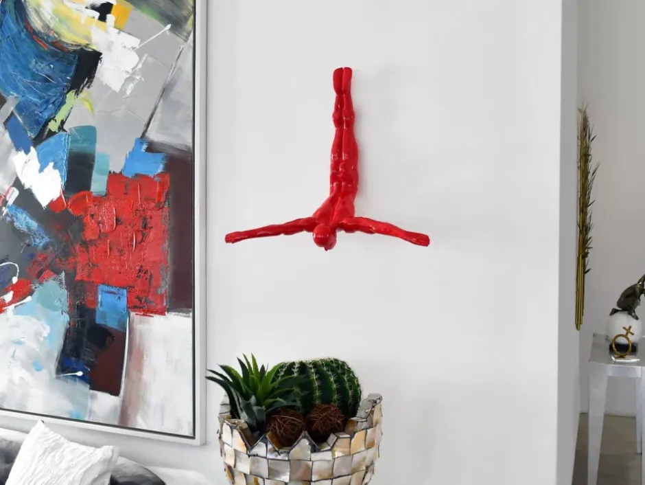 Statues & Sculptures Figurative|Wall Art^The Diver 55cm Red Resin Wall Sculpture