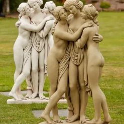 Statues & Sculptures Greek^Three Graces Bathstone Stone Garden Statue