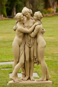 Statues & Sculptures Greek^Three Graces Bathstone Stone Garden Statue