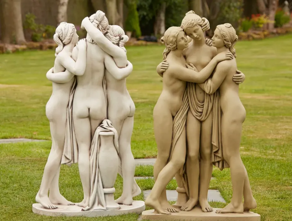Statues & Sculptures Greek^Three Graces Bathstone Stone Garden Statue