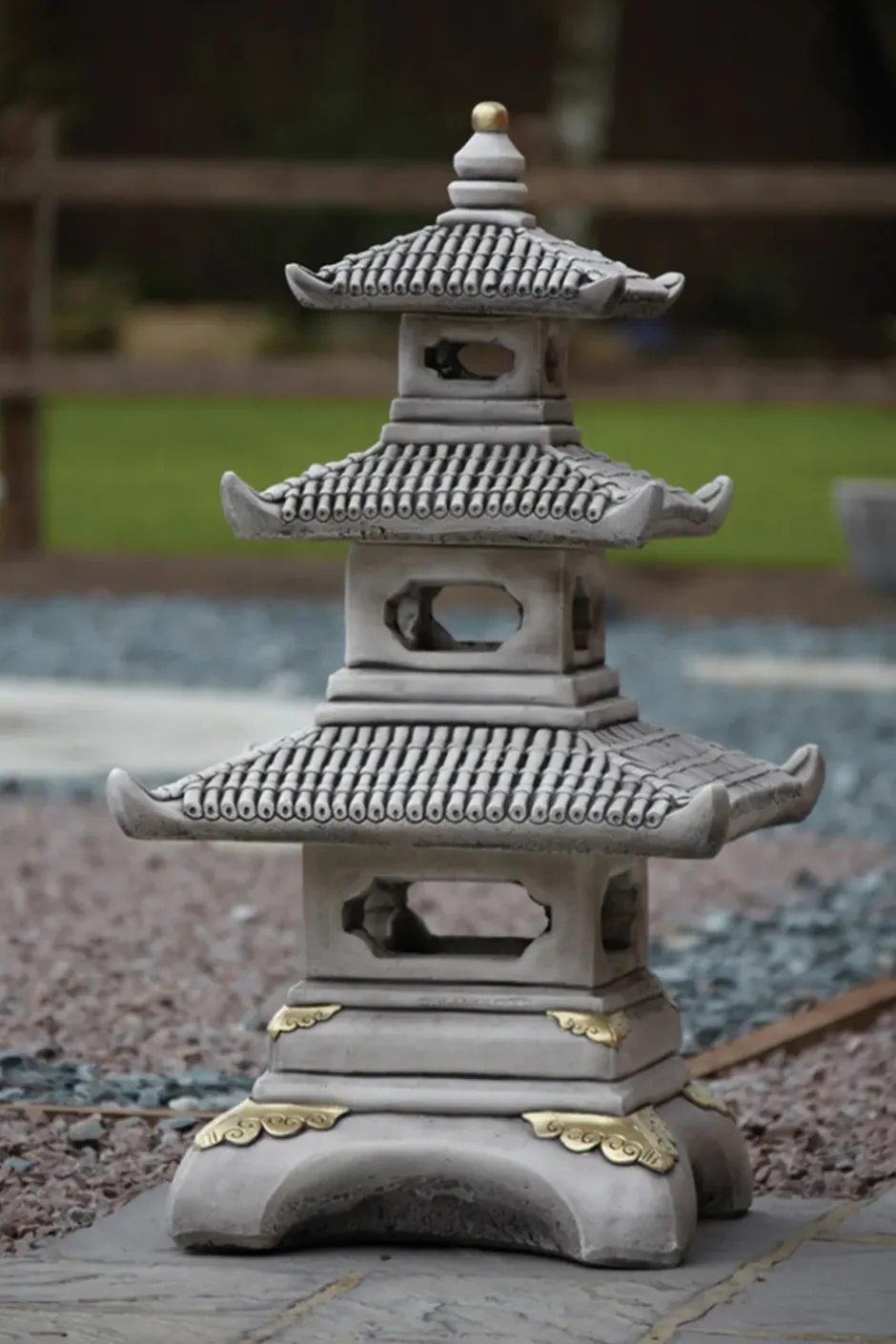 Statues & Sculptures Pagodas^Three Tier Japanese Pagoda Stone Garden Ornament