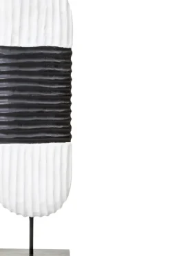 Statues & Sculptures Table Top|Abstract^Tic-Tac 60cm Black & White Wood Indoor Sculpture