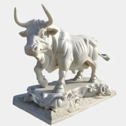 Statues & Sculptures Farm|Modern^Titan Bull 150cm White Marble Garden Statue v1