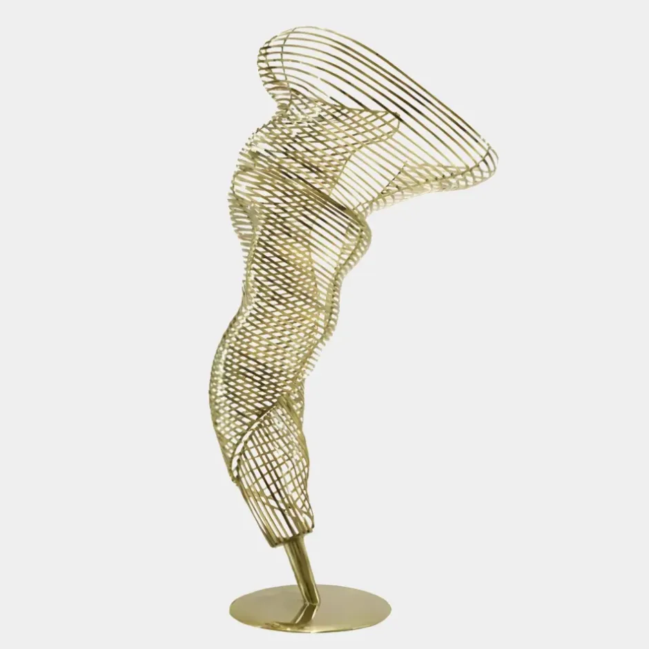 Statues & Sculptures Floor Standing|Abstract^Tornado 152cm Gold Metal Garden Sculpture