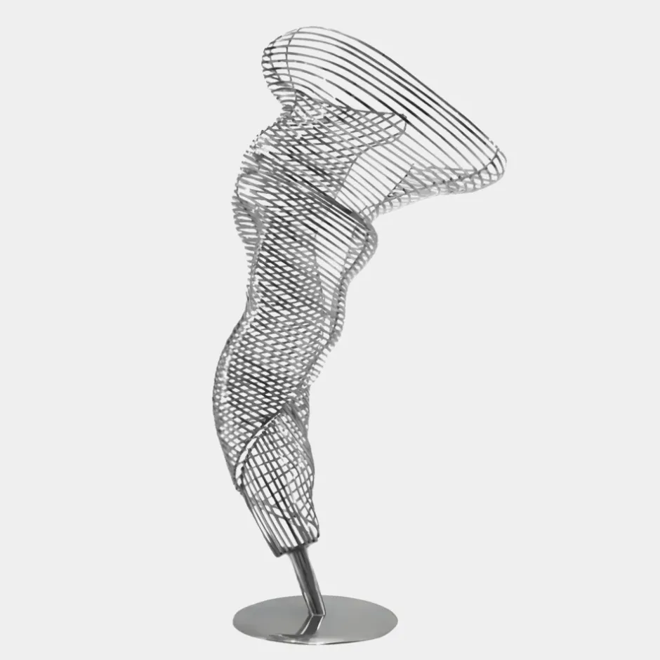 Statues & Sculptures Floor Standing|Abstract^Tornado 152cm Silver Metal Garden Sculpture