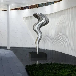 Statues & Sculptures Giant|Floor Standing^Tornado 195cm Silver Metal Garden Sculpture v2
