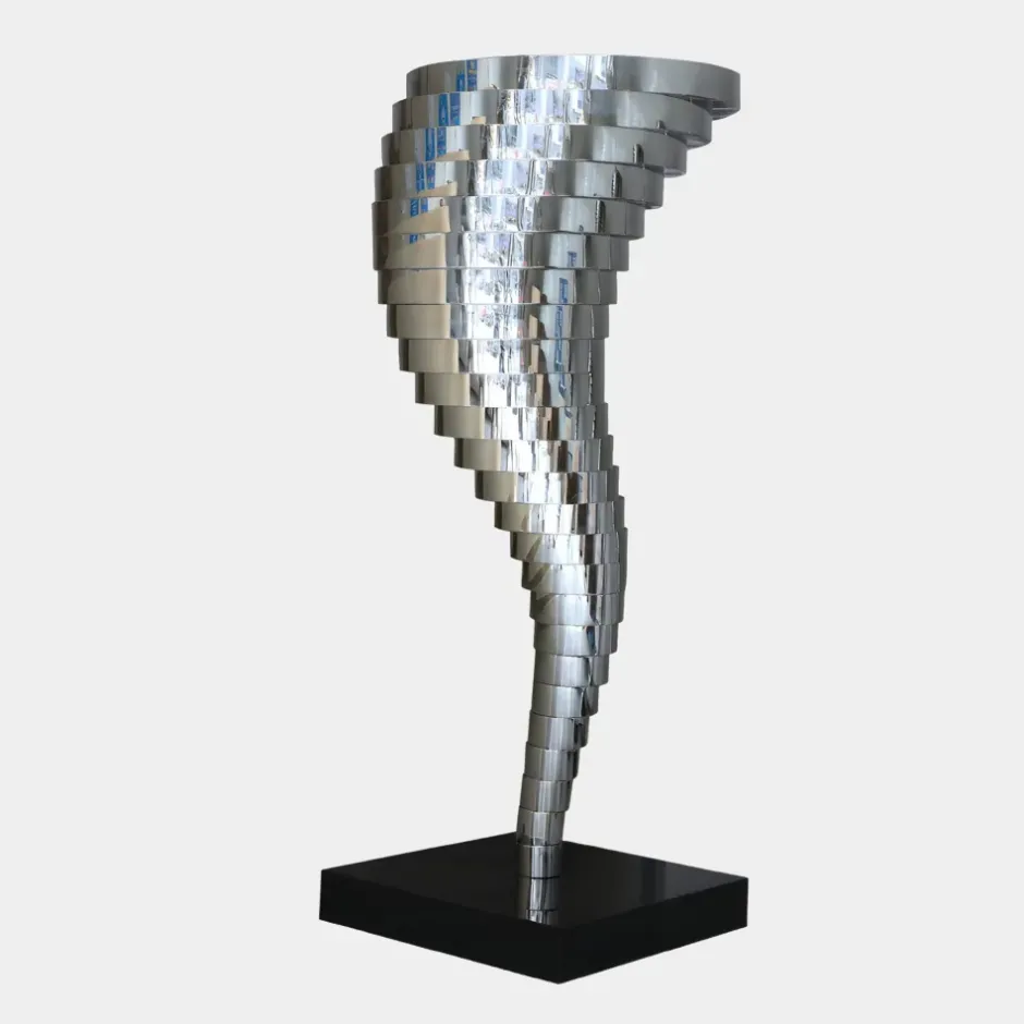 Statues & Sculptures Floor Standing|Abstract^Tornado 163cm Silver Metal Garden Sculpture v1