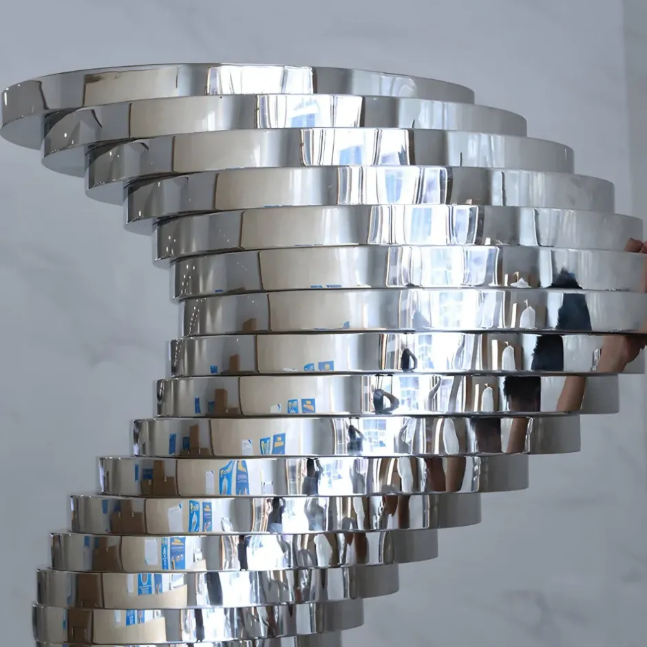 Statues & Sculptures Floor Standing|Abstract^Tornado 163cm Silver Metal Garden Sculpture v1
