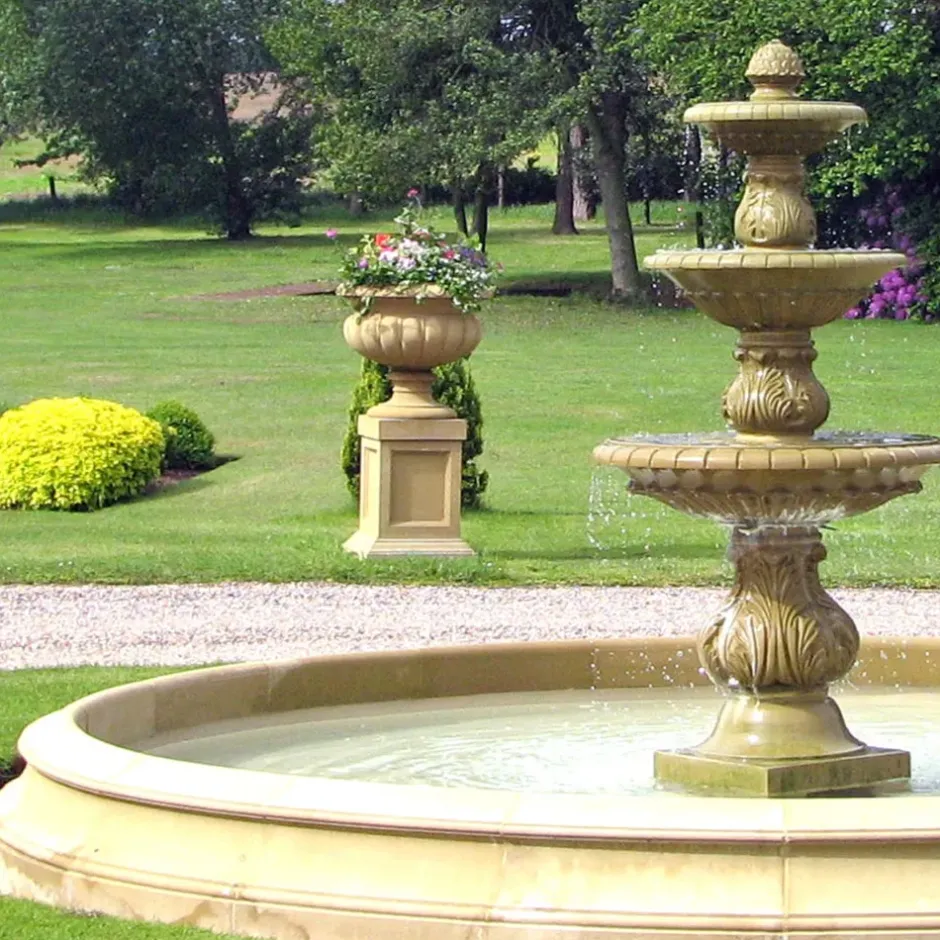 Statues & Sculptures Water Features^Triple Tier Fountain & Pool Surround Stone Water Feature