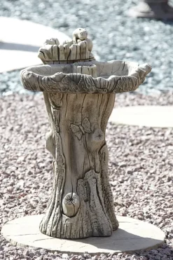 Statues & Sculptures Bird Baths^Twin Feeder Stone Garden Birdbath