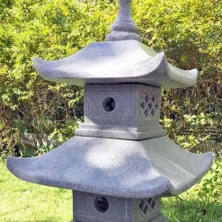 Statues & Sculptures Pagodas^Two Tier Japanese Pagoda Lantern Granite Garden Ornament