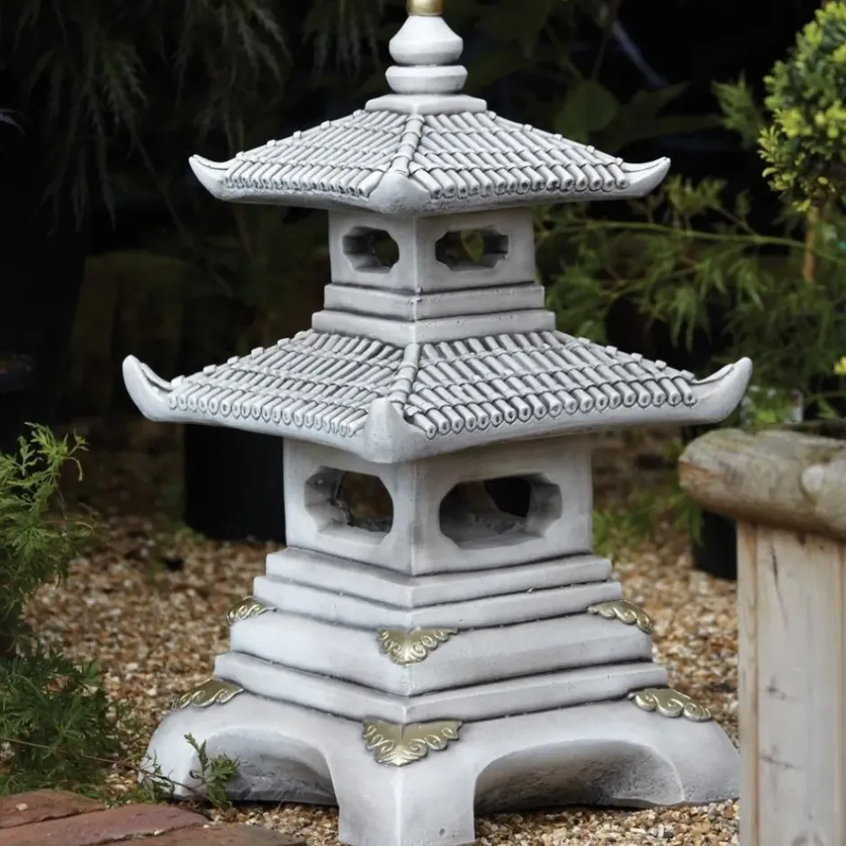 Statues & Sculptures Pagodas^Two Tier Japanese Pagoda Stone Garden Ornament