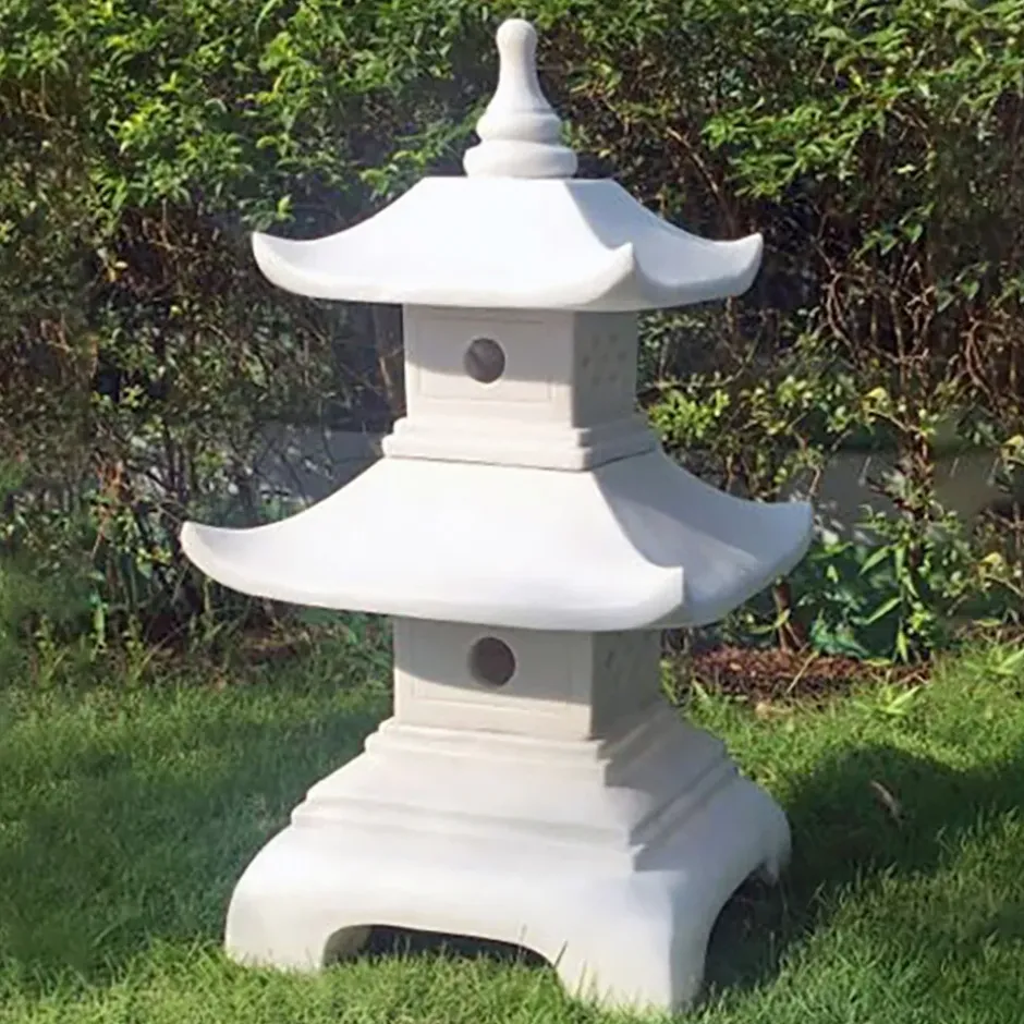 Statues & Sculptures Pagodas^Two Tier Japanese Pagoda Lantern Marble Garden Ornament