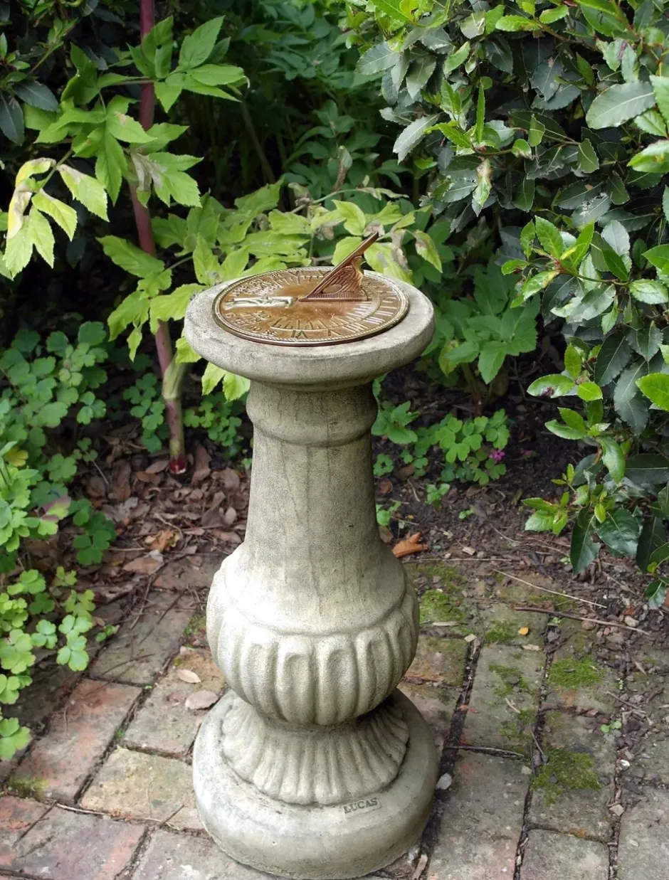 Statues & Sculptures Garden Sundials^Victorian Aged Brass Stone Garden Sundial