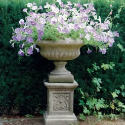 Statues & Sculptures Large|Round^Victorian Medium Stone Garden Planter on Pedestal