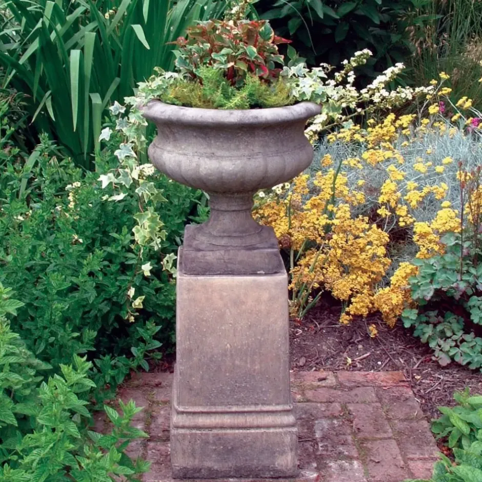 Statues & Sculptures Large|Round^Victorian Urn on Pedestal Stone Garden Planter