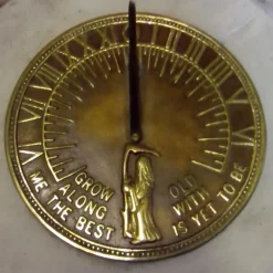 Statues & Sculptures Garden Sundials^Vine Aged Brass Stone Garden Sundial