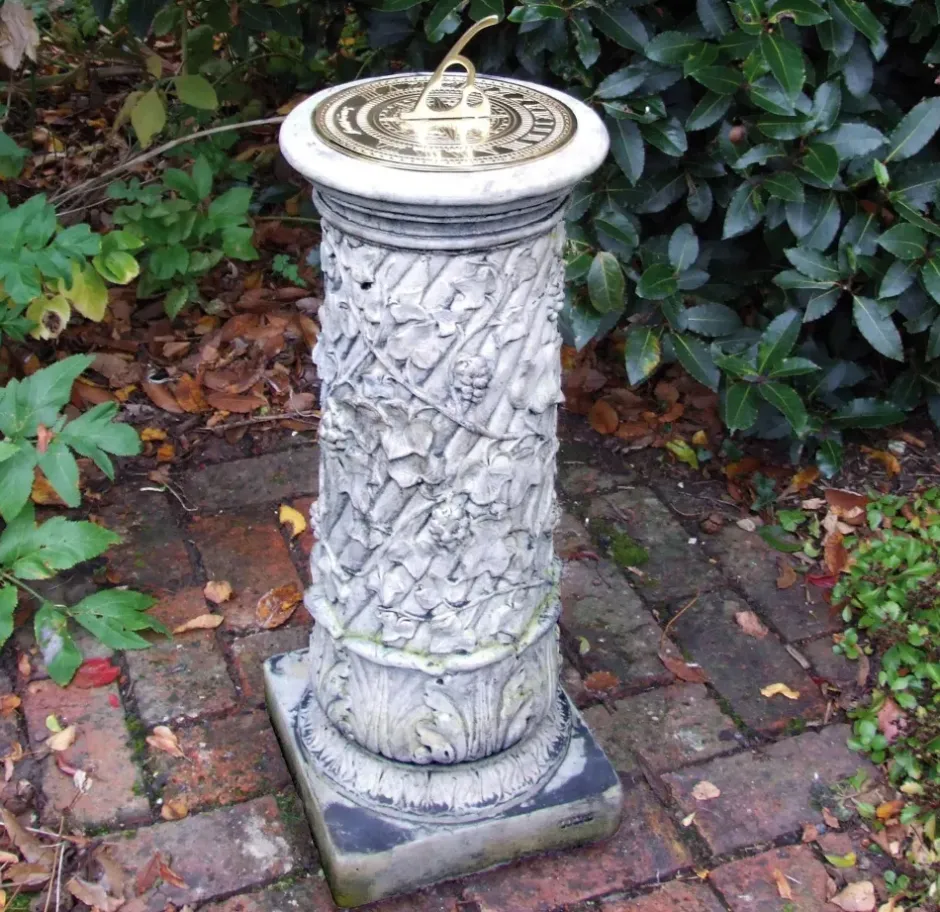 Statues & Sculptures Garden Sundials^Vine Brass Stone Garden Sun Dial