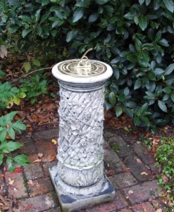Statues & Sculptures Garden Sundials^Vine Brass Stone Garden Sun Dial