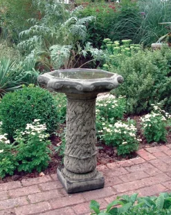Statues & Sculptures Bird Baths^Vine Design Stone Garden Birdbath
